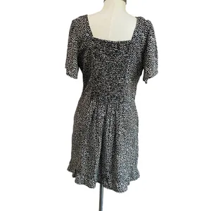 Abercrombie &‎ Fitch Black White Spotted Flutter Sleeve Mini Dress Sz Large thumbnail 3