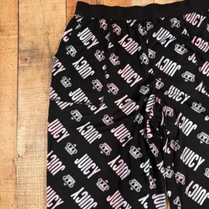 Juicy Couture Pajama Pants Medium Black Logo Print Soft Lounge Y2K thumbnail 2