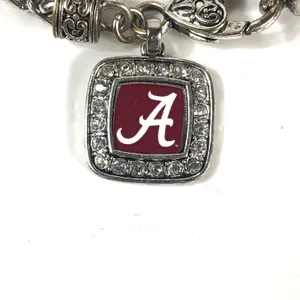 University of Alabama Silver Tone Bracelet 7.75" Long Heart Lock Closure thumbnail 2