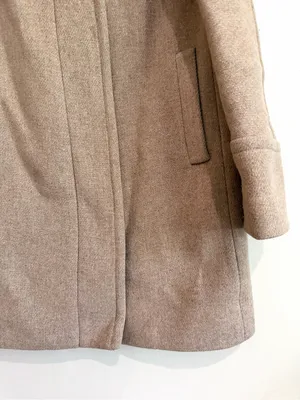 J. Crew Stadium Cloth Wool Cocoon Funnel Neck Pea Coat in Camel Beige Sz 8 thumbnail 4