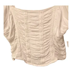 Hollister Long-Sleeve Ruched Bodice Top in White Size Large EUC thumbnail 10