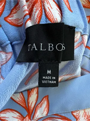 Talbots Blue Flowing Orange Hibiscus Ruffle Tiered Midi Skirt Size M thumbnail 8