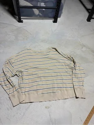 aerie Beige Striped Long Sleeve waffle knit Top large thumbnail 7
