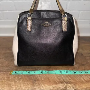 Coach Minetta Snakeskin-Patterned Black and Cream Crossbody Bag thumbnail 14