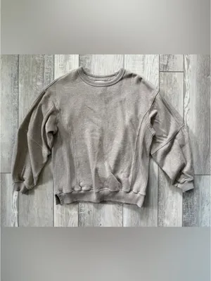 Aerie Tres Chic Oversized Minimalistic Neutral Streetwear Crewneck size xxs thumbnail 8