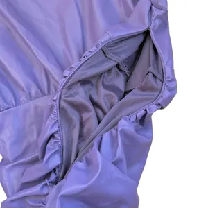 NWT Zara Faux Leather Ruched V Neck Dress Purple Size Small thumbnail 10