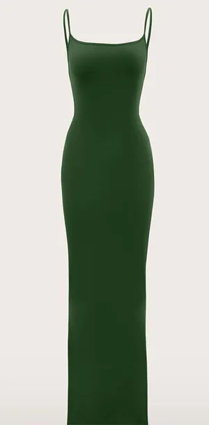 SheIn NWOT Solid Green Cami Long Soft Lounge Dress thumbnail 1