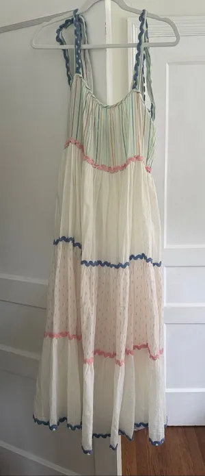 Z&L Maxi Dress - White with blue and pink thumbnail 1