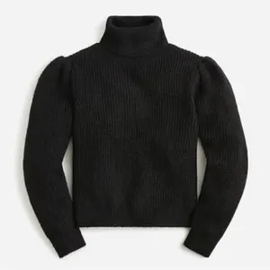 J.‎ Crew Wool Alpaca Cropped Puff Sleeve Turtleneck Sweater Black NWT Size 2X thumbnail 1