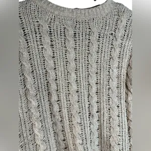 American‎ Eagle Womens XS Oatmeal Cable Knit Sweater Open Knit Cropped Pullover thumbnail 4