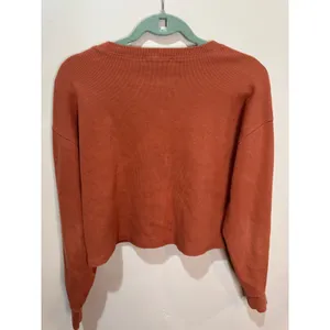 Wilfred Free Mavis Henley‎ Ribbed Cropped Long Sleeve Top Sz M Terracotta thumbnail 2
