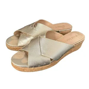 Jack Rogers Metallic Gold Slip on Espadrille Sandals Womens 10 Slides Leather thumbnail 13