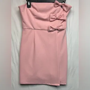 AQUA BOW MINI DRESS🩷 true to size One‎ bow needs to be sewn on one side thumbnail 3