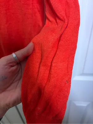Women’s Madewell Red Crewneck Sweater with Stripe Detail size xs 100% linen thumbnail 9