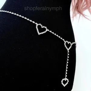 Silver Y2K Rhinestone Heart Drop Chain Belt, Fits 33-44.5 Inches, X7GA1269 thumbnail 5