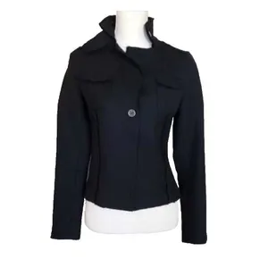 Banana Republic Wool Jacket Women's‎ Size 4 Black Raw Edge Detail Military Moto thumbnail 10