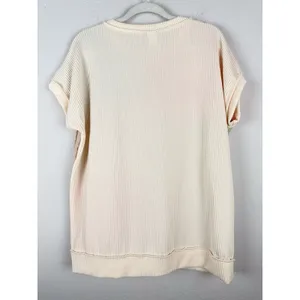 7TH RAY Textured Pastel Color Block Ribbed Pullover Top Women's Size Large Artsy thumbnail 10