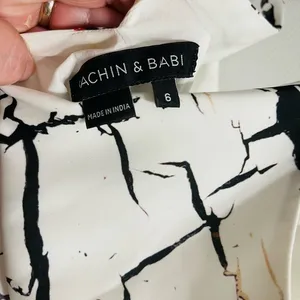 SACHIN & BABI Women's White Maxi Dress White Black‎ Marble Coloring Size 6 thumbnail 4