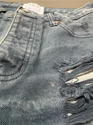 ONE TEASPOON Distressed High-Rise Blue Denim Shorts thumbnail 7