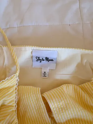 cute yellow and white striped dress thumbnail 2