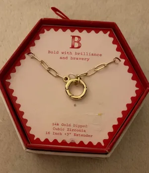 a new day Gold-Tone Paperclip Chain Necklace with Circular Clasp thumbnail 1