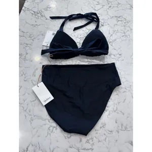 NWT Quince Black Italian Full Coverage Ring Triangle Bikini Top High Rise Bottom thumbnail 2