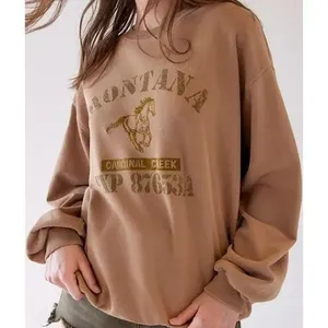 Urban Outfitters Montana Sweatshirt Embroidered Pullover Fleece Brown Medium thumbnail 1