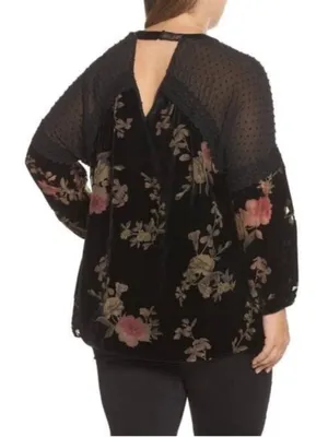 Daniel Rainn Black Floral Velvet Lined Burnout Embroidered 1X Black Floral thumbnail 2