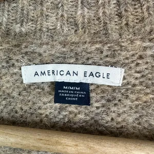 American Eagle Bow Brown Fuzzy Cable Knit Cropped Sweater Cottagecore Academia M thumbnail 7
