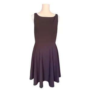 Lulus Black Sleeveless Skater Dress Boatneck Fit Flare Womens Large w pockets‎ thumbnail 2