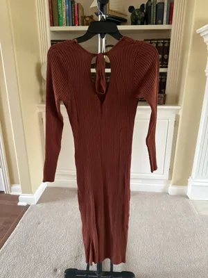 Ribbed Long-Sleeve Midi Sweater Dress thumbnail 3