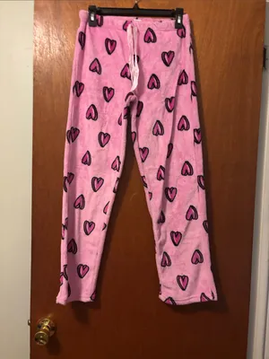 Juniors Pink Heart-Print Fleece Pajama Set thumbnail 3