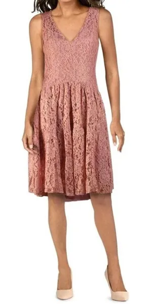 ZAC Zac Posen mauve/gold lace cocktail dress Size 6‎ thumbnail 1