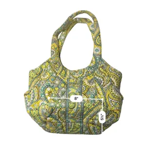 Vera Bradley Quilted "Lemon Parfait" Yellow Large Hobo Handbag Paisley‎ Bright thumbnail 5