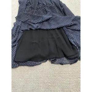 Betsey Johnson Navy Polka Dot Chiffon Puff Sleeve Tie Neck Knee Dress Size 10 thumbnail 15
