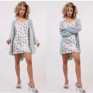 We are HAH Blue Make it a Double Reversible Lace Robe Medium Hot As Hell thumbnail 3