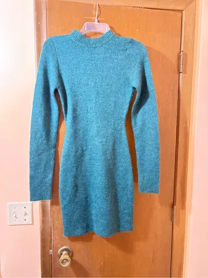 Atoir Miaa Long Sleeve Open-Back Sweater Dress in Green thumbnail 4