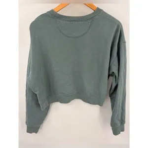 Girlfriend Collective cropped fleece teal pullover crewneck women’s M loungewear thumbnail 4