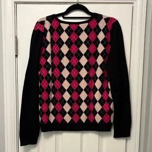 Vintage Y2K Marshall Field’s 100% Cashmere Argyle V-Neck Sweater XL thumbnail 3