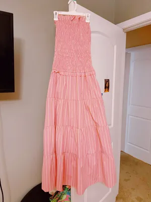 Pink striped boutique dress summer dress thumbnail 2