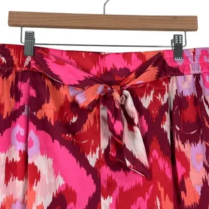 Bar III Abstract Ikat Print Tie Waist Shorts‎ Pink Red Boho Summer Size XL thumbnail 4