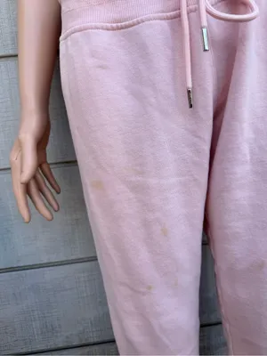 Women’s DKNY logo rhinestone drawstring sport pink jogger sweatpants size small thumbnail 3