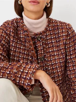 Ann Taylor Tweed Cropped Boucle Button Jacket thumbnail 3