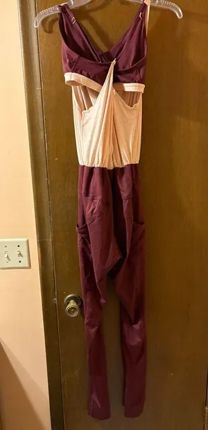 Free People Movement light & maroon jumpsuit thumbnail 3