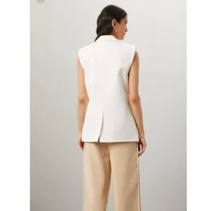 ENDLESS ROSE White Linen Blend Oversized Sleeveless Vest Blazer Size Small thumbnail 2