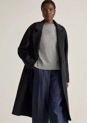 Quince Italian Wool Double-Breasted Slouch Coat Black XS thumbnail 4