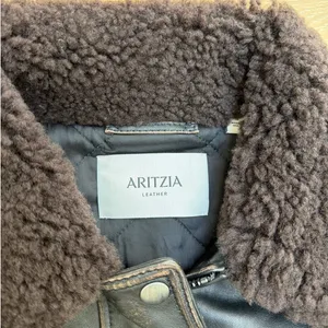 Aritzia Leather Aviator Jacket Calle Size S Black Brown thumbnail 2