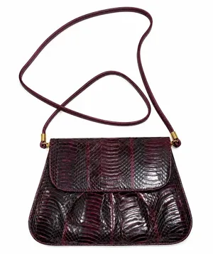 J. Renee Small Crossbody Bag Purple Snakeskin Embossed Vintage Faux Leather thumbnail 1