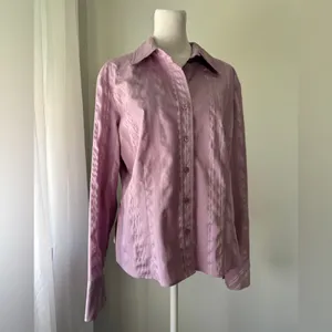 Vintage ‘90s Fred David Stretch Lilac Collared Long Sleeve Button Down Shirt thumbnail 3