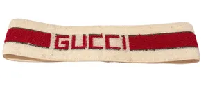Gucci Web Logo Headband Terry Cloth Stretch Red Stripe thumbnail 1